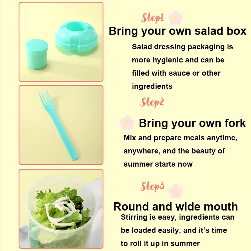 Portable Salad Cup with Fork and Lid Convenient Breakfast Shaker Bottles for Girls and Students Fruit Fat Loss Cup