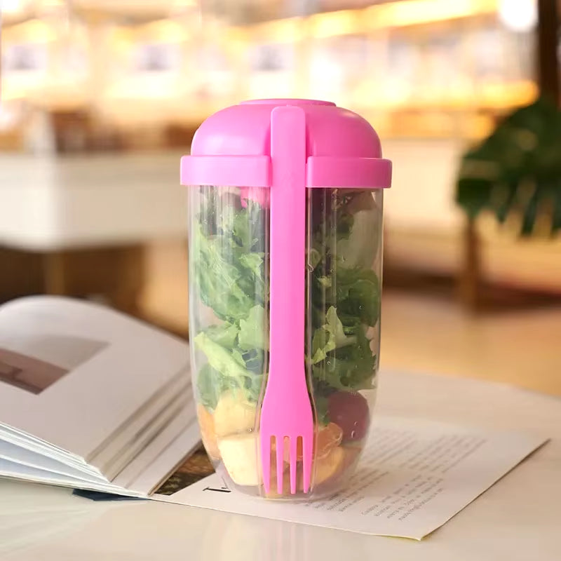 Portable Salad Cup with Fork and Lid Convenient Breakfast Shaker Bottles for Girls and Students Fruit Fat Loss Cup