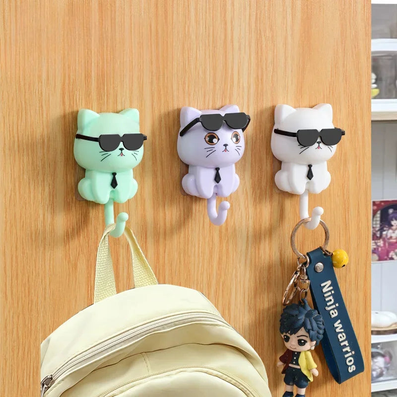 1Pcs Kitten Hooks Cartoon Cats Gravities Induction Decorative Hooks Storage Racks for Keys Umbrellas Towels Adhesive Hooks